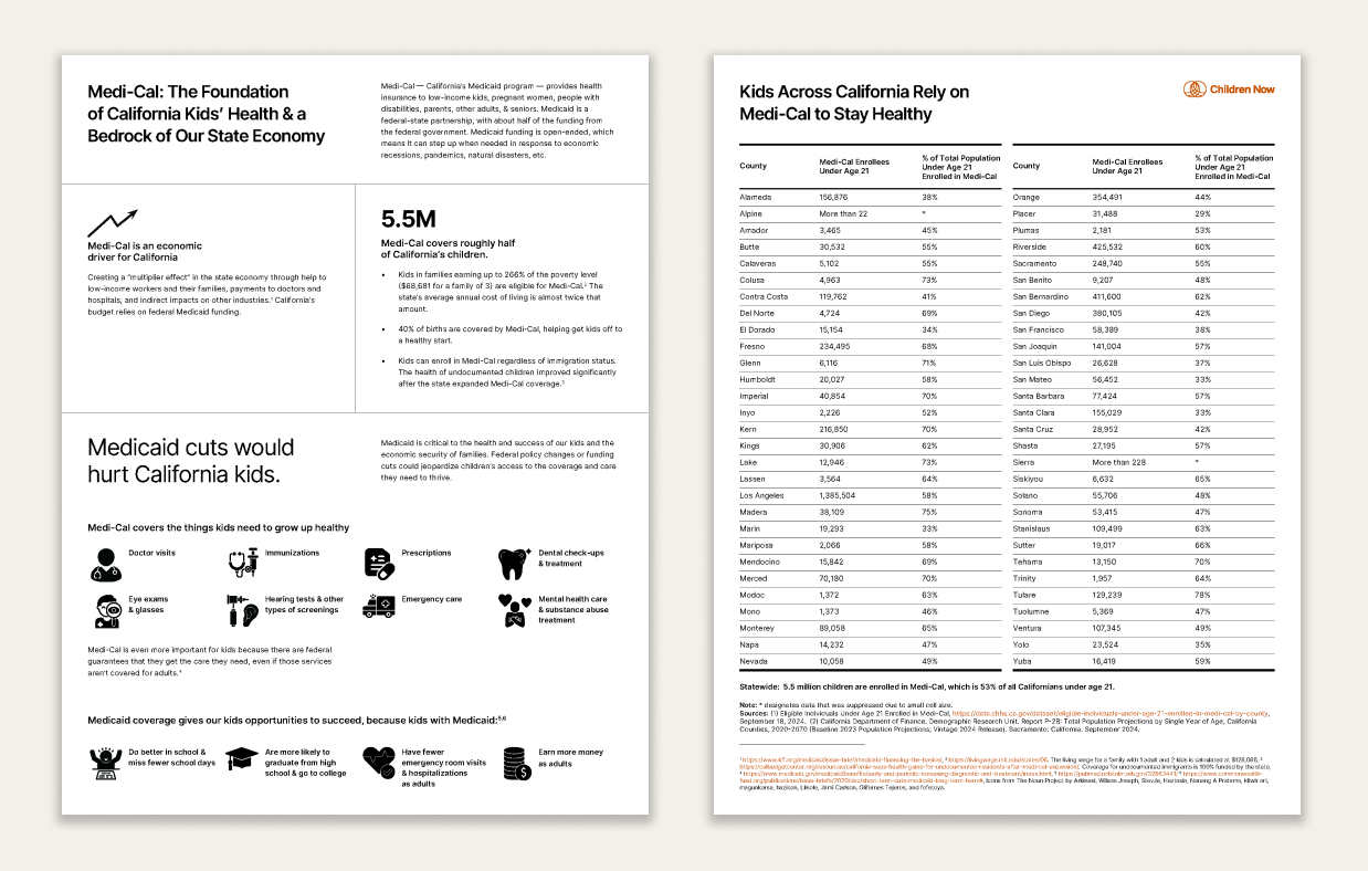 Mock up of two page Medi-Cal Factsheet